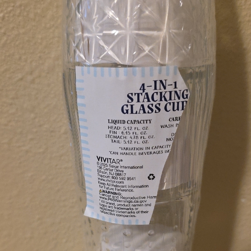 Clear Stacking Glass Cup Set - Picture 2 of 2